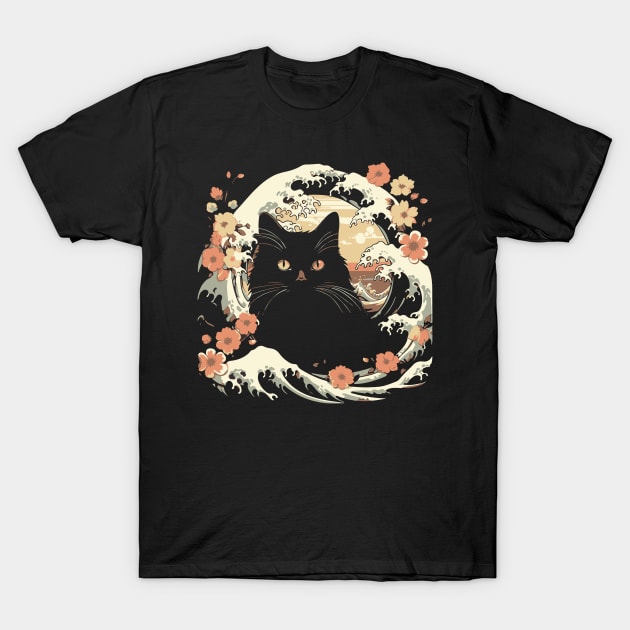 cat kanagawa silhouette T-Shirt by Hoperative